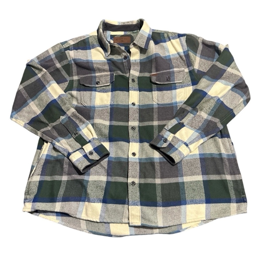 Orvis Big Bear Plaid Flannel Shirt Jacket Men's Green XXL
